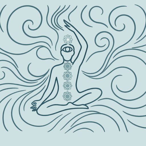 Illustrazione discipline energetiche — meditazione e chakra